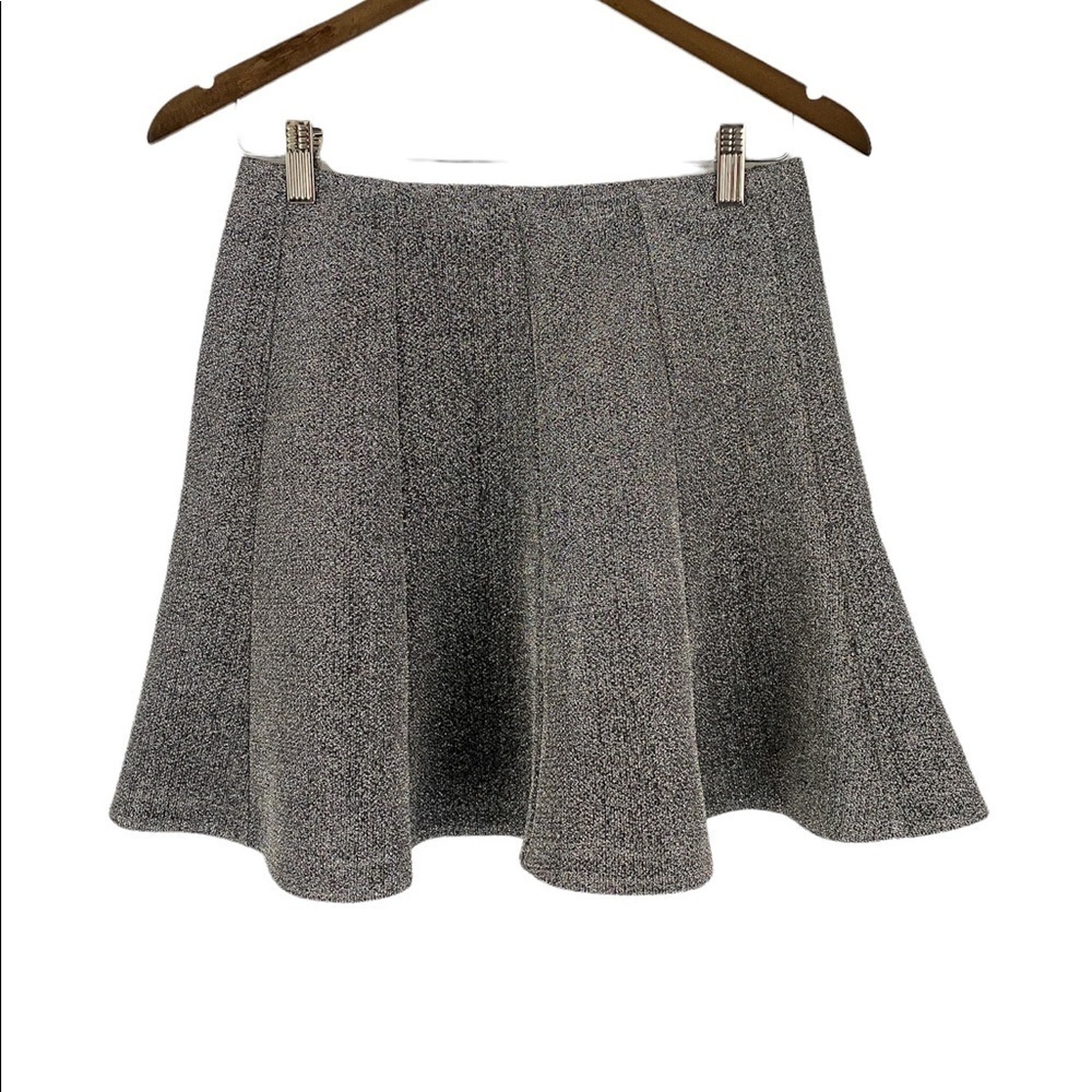 Express Metallic Silver Flare Mini Skirt Size 6